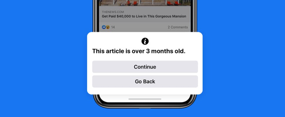 Facebook gaat waarschuwen bij het delen van oud nieuws