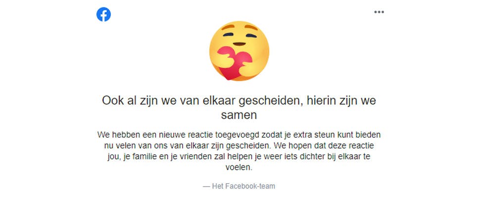 Toon medeleven op Facebook met nieuwe hug-emoji