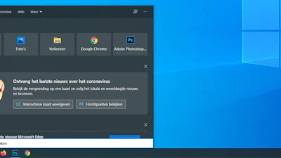 Zoekbalk Windows 10 toont laatste coronanieuws