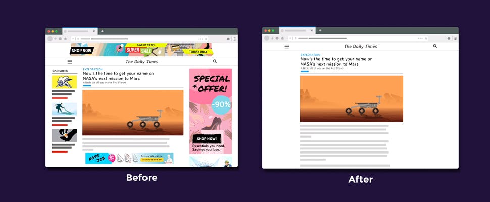 Advertenties afkopen met Better Web-abonnement voor Firefox