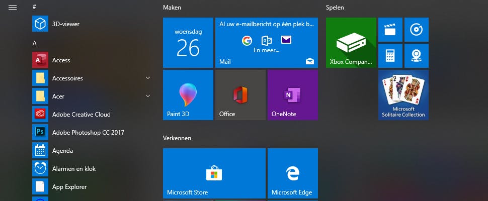Microsoft wil mogelijk af van live-tegels in startmenu