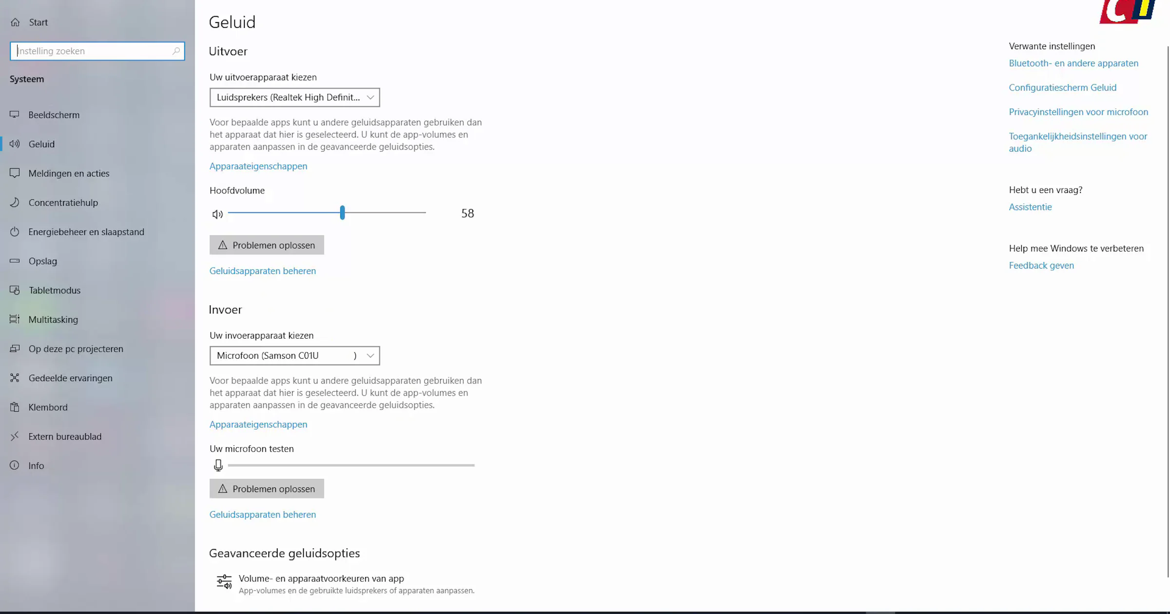 Windows 10: geluidsinstellingen
