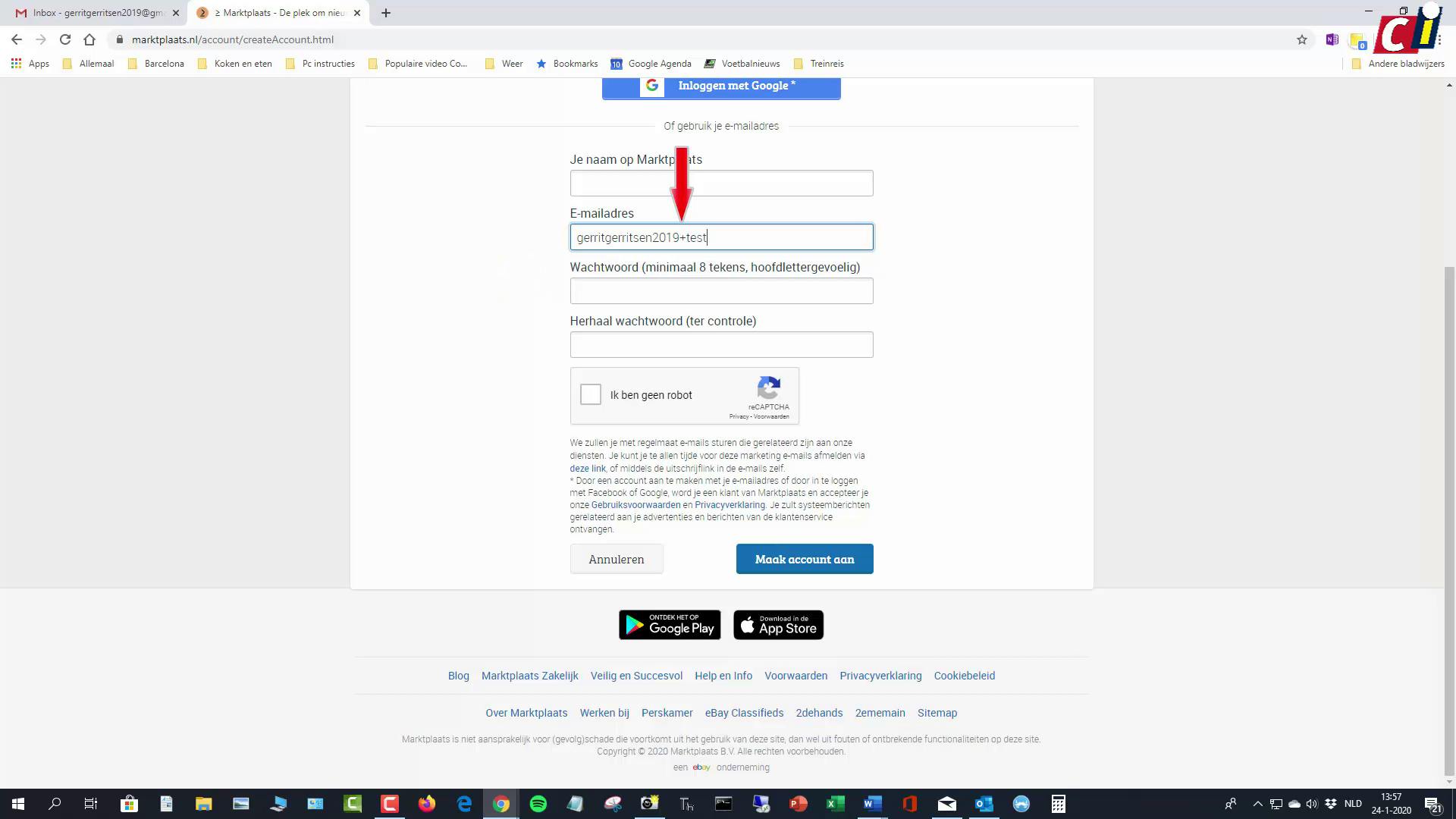 Gmail-alias aanmaken