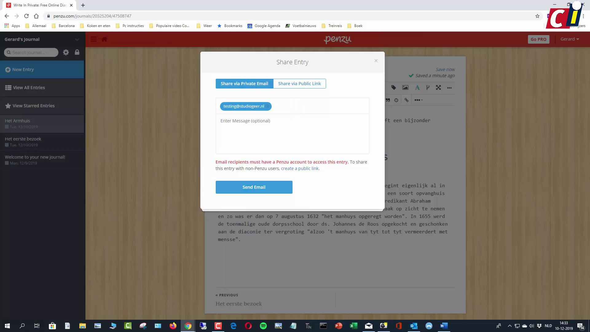 Penzu: online dagboek delen