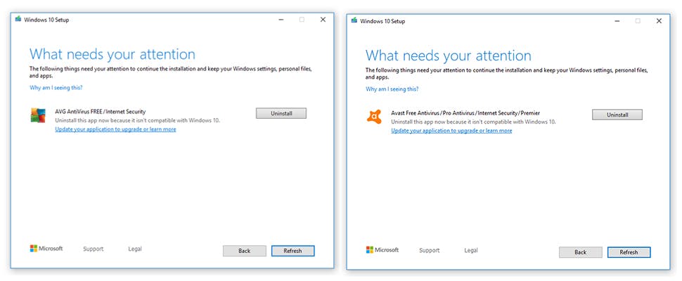 Verouderde Avast en AVG niet compatible met recente Windows 10-updates