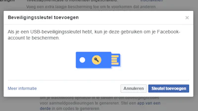 Facebook biedt mogelijkheid tot inloggen met usb-stick