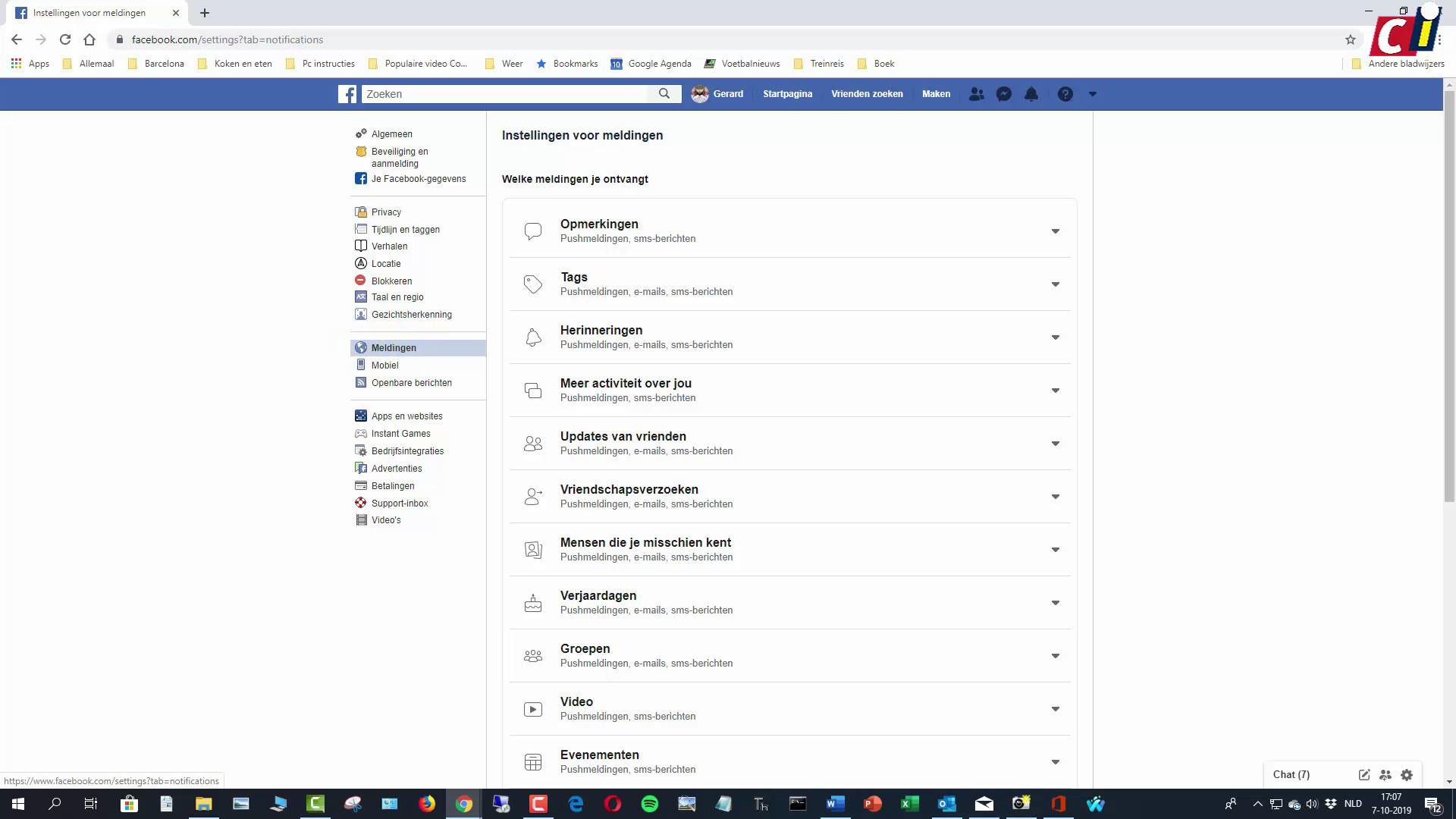 Facebook: uitschakelen meldingen