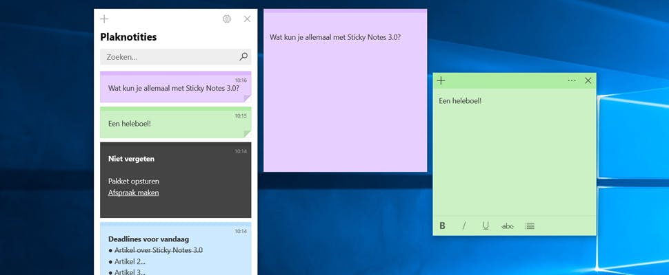 Geheugensteuntjes op je pc met Sticky Notes 3.0