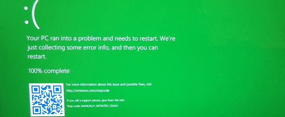 'Green screen of death' alleen voor Insiders