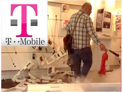 T-Mobile winkel in puin door boze klant