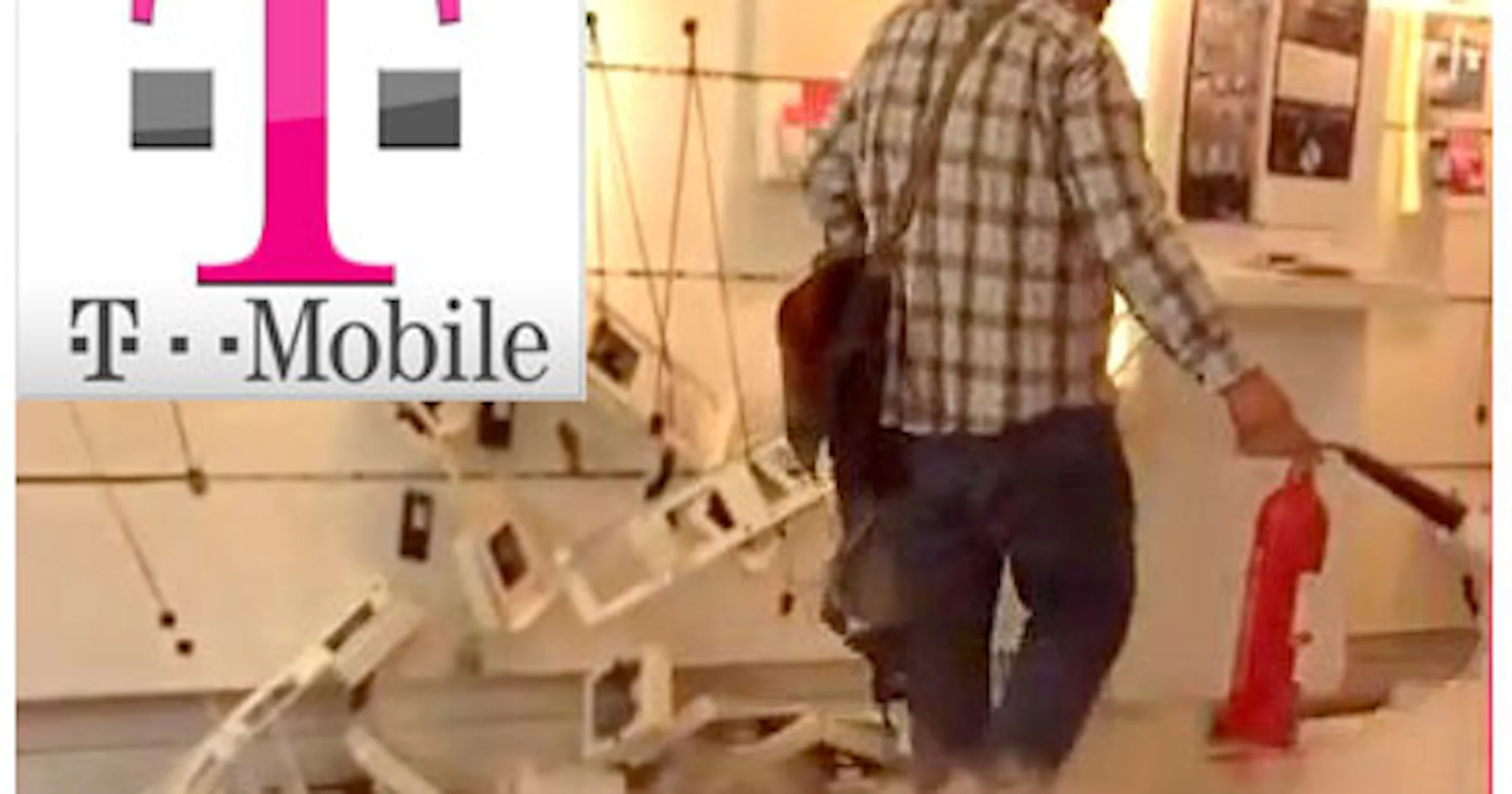 T-Mobile winkel in puin door boze klant