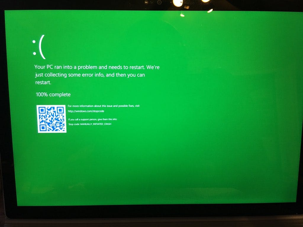 Windows' blue screen of death wordt... Groen!