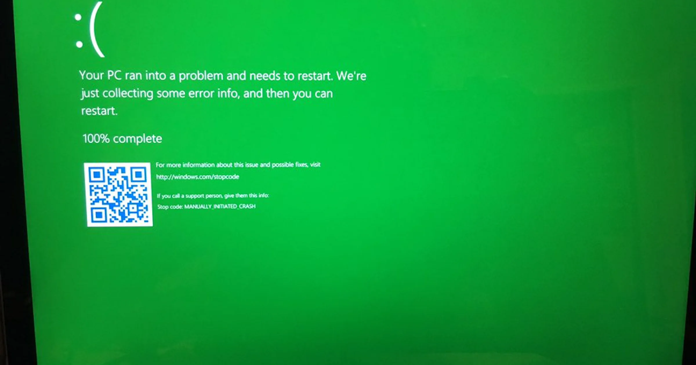Windows' blue screen of death wordt... Groen!