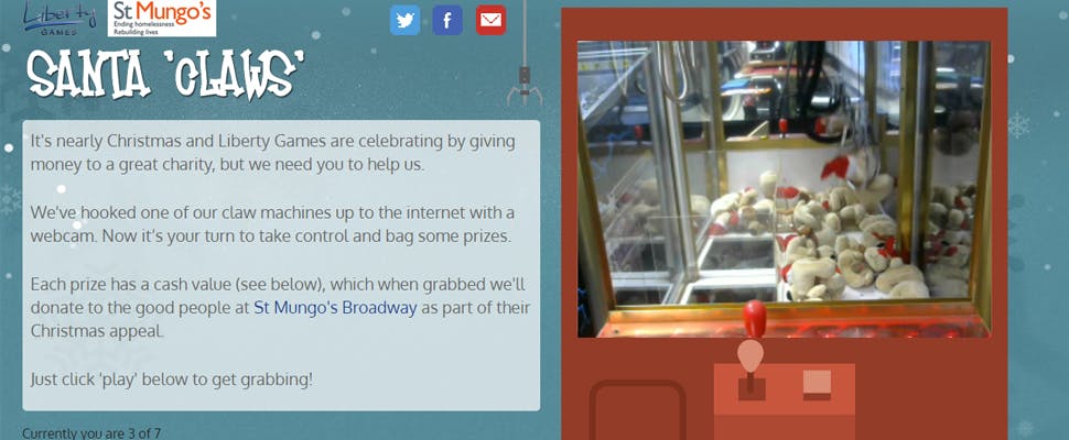 Santa Claws: Online grijpmachine voor goede doel