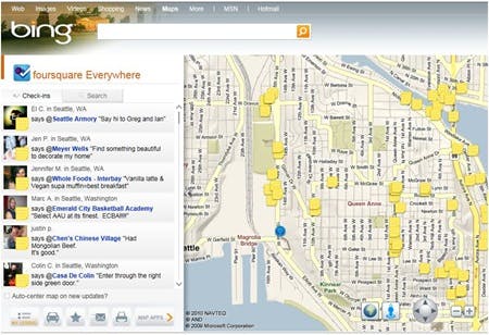 Microsoft gaat Foursquare in Bing integreren