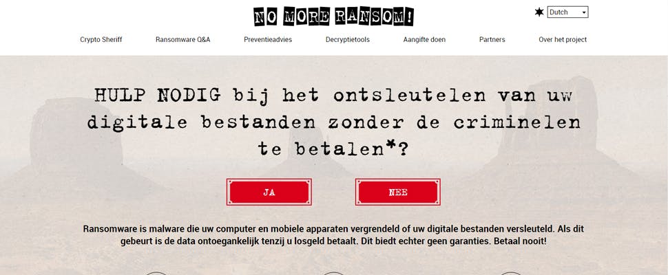 No More Ransom-website nu volledig Nederlands