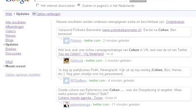 Google real-time search nu ook in Nederland