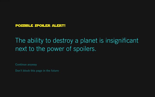 Deze plugin blokkeert alle mogelijke Star Wars-spoilers