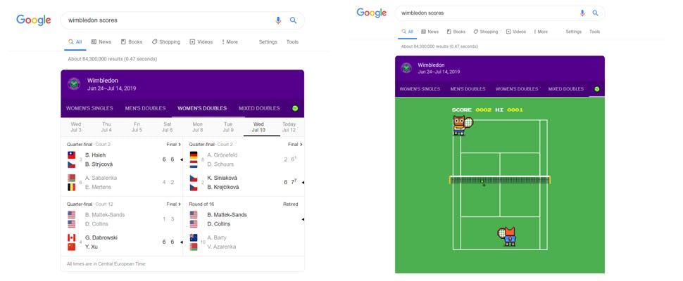 Speel een potje tennis op Google