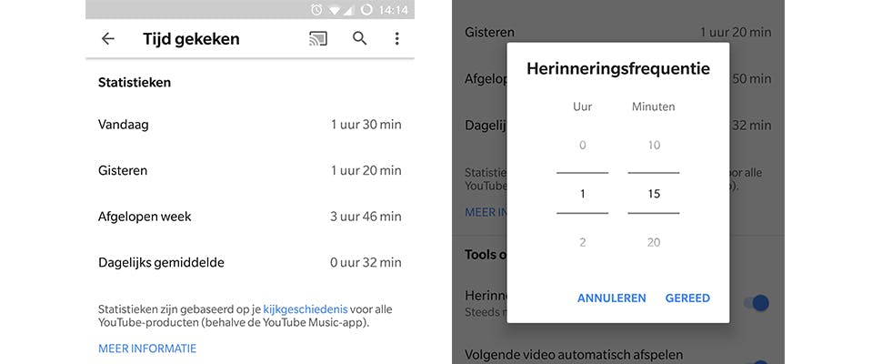 Zo zie je hoeveel tijd je aan YouTube spendeert