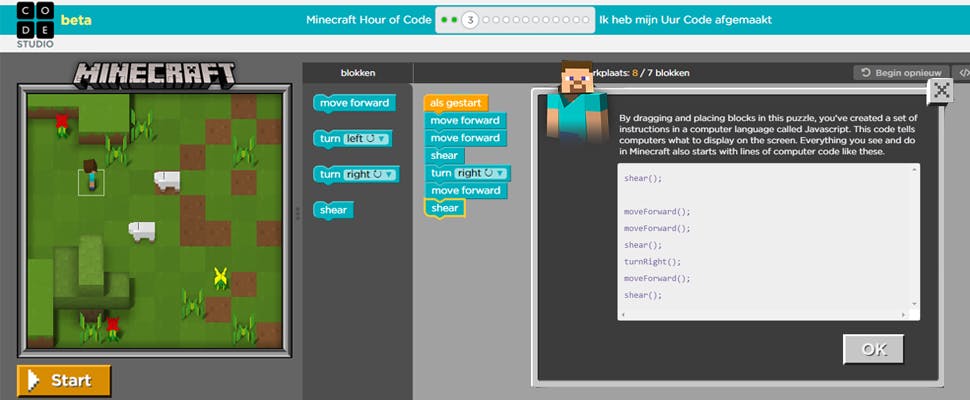 Leren programmeren met Minecraft