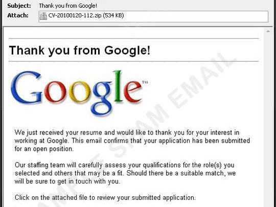 Werken bij Google misbruikt door spammers