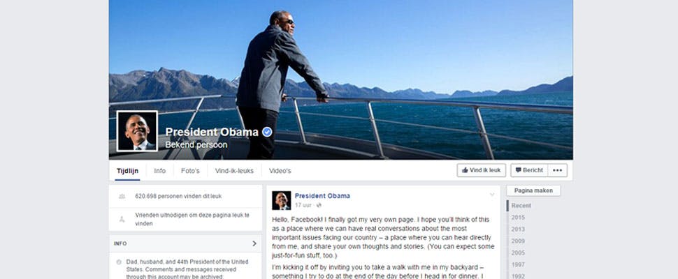 Amerikaanse president nu ook op Facebook