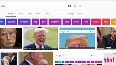 Wie op Google naar 'idioot' zoekt, vindt massaal Trump