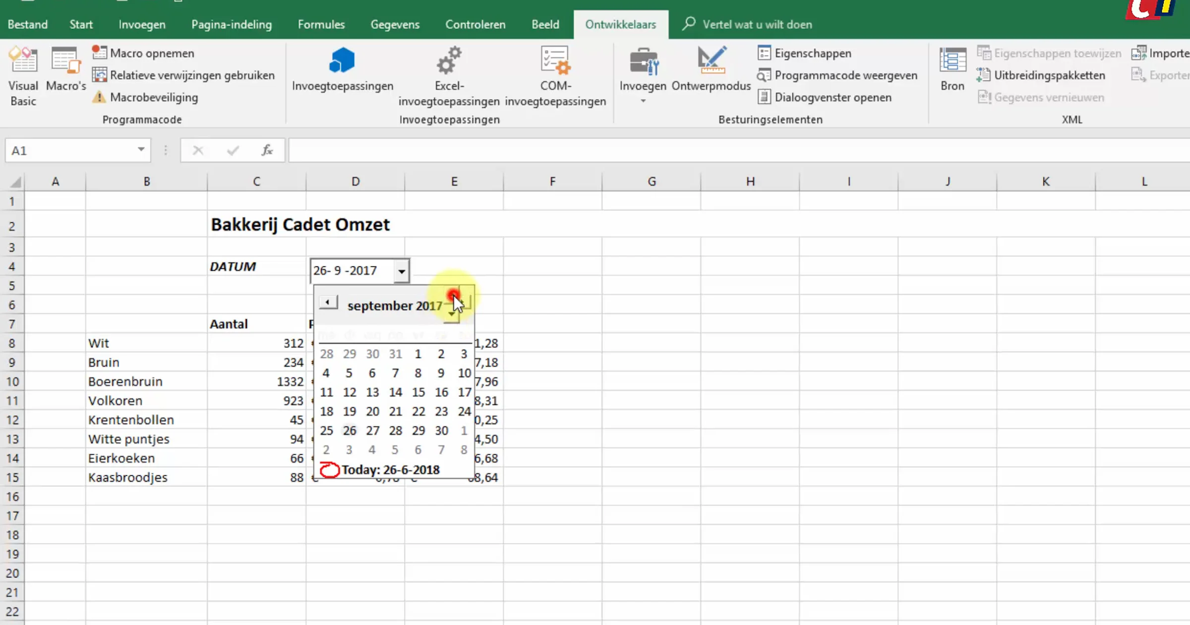 Excel: datumkiezer