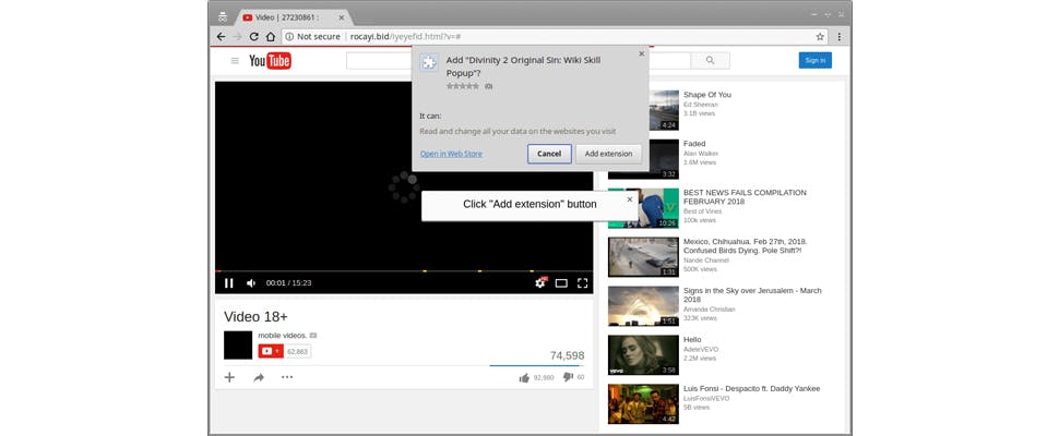 Malafide Chrome-extensies in het wild gespot
