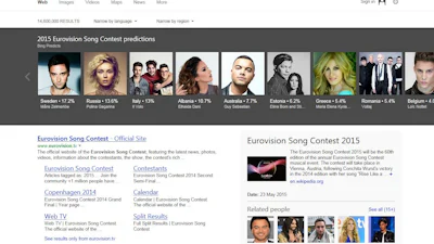 Zoekmachine Bing voorspelt winnaar Eurovisie Songfestival