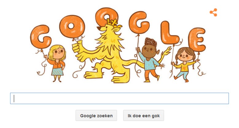 Koningsdag 2015 doodle van Google
