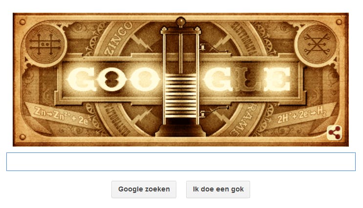 270e verjaardag van Alessandro Volta gevierd door Google