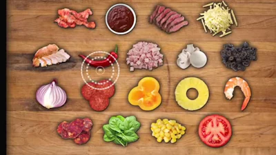 Pizza's te bestellen door naar ingrediënten te kijken