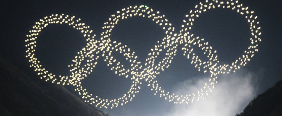 Olympische lichtshow met 1218 Intel-drones