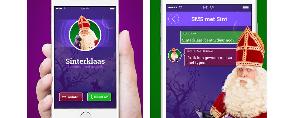Bellen en sms'en met Sinterklaas via app