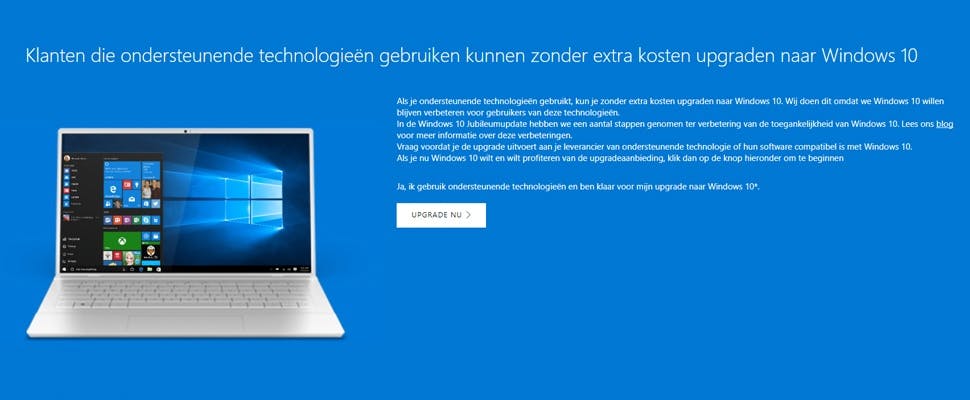 Gratis upgraden naar Windows 10 kan nog steeds