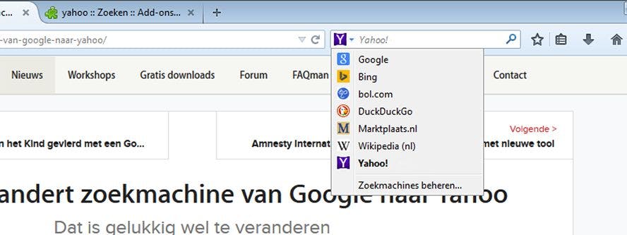 Firefox verandert zoekmachine van Google naar Yahoo