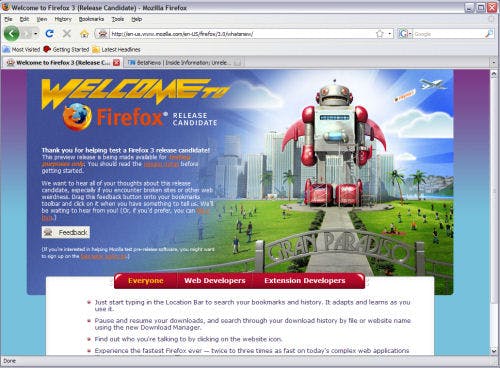 Mozilla brengt RC2 van Firefox 3.0 uit