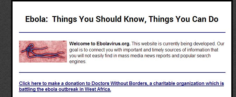 Ebola.com te koop voor 150.000 dollar
