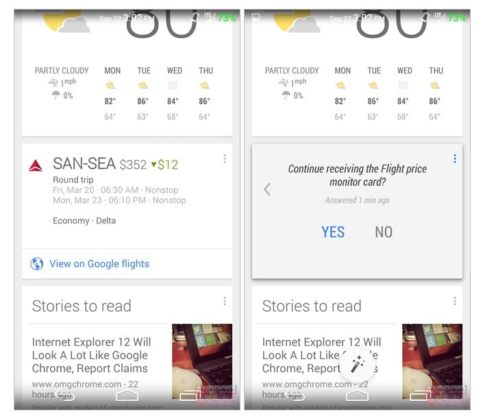 Google Now gaat prijsverlagingen vluchten bijhouden