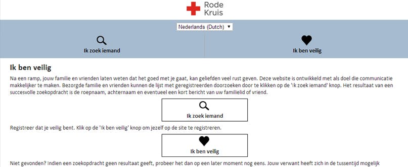 Rode Kruis-site 'ikbenveilig.nl' helpt bij rampen