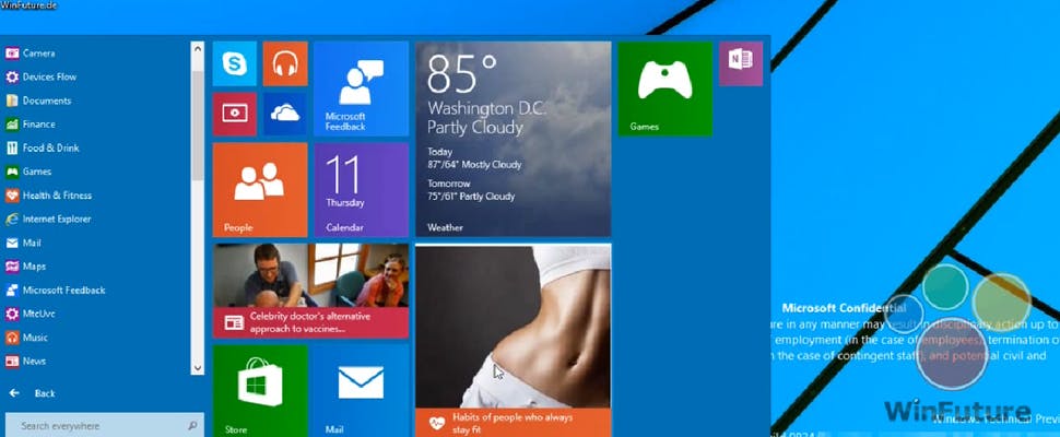 Video met startmenu Windows 9 duikt op