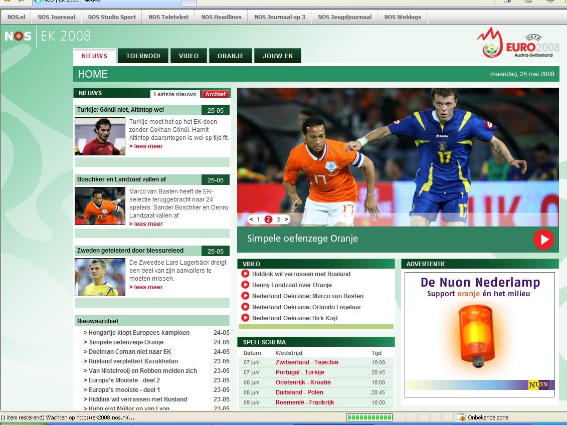EK 2008: live te zien op site NOS