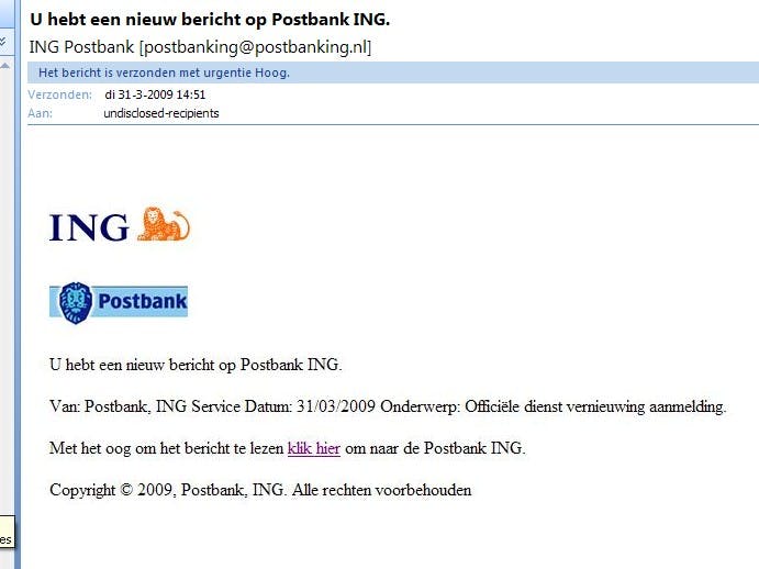 ING reageert snel op nieuwe phishing-mail