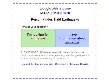 Google zet speciale zoeksite vermiste Haitianen online
