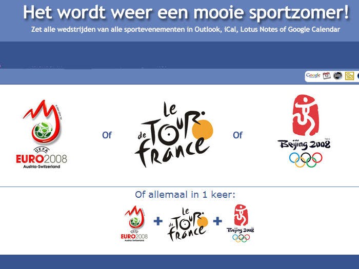 Kalenders downloaden voor EK Voetbal, Tour en Spelen