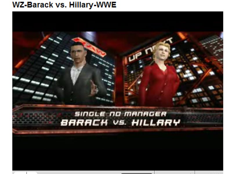 Hillary worstelt met Obama (video)