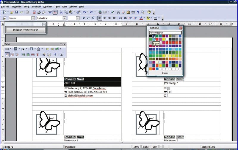 Vier Haas bende Visitekaartjes met logo in OpenOffice | ID.nl