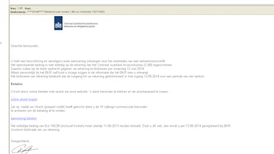 CJIB waarschuwt voor Ukash-phihingmails
